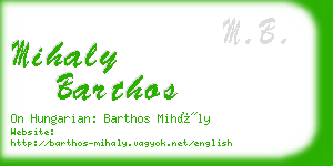 mihaly barthos business card